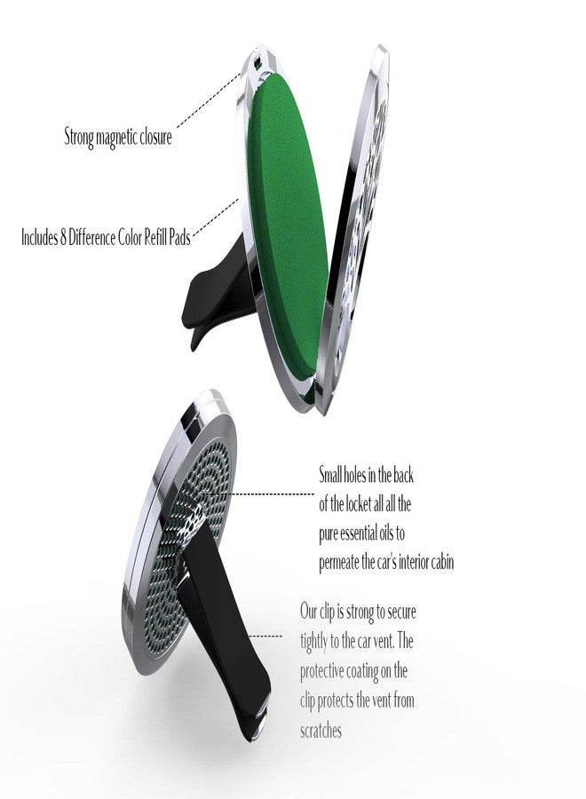 mEssentials Wild Essentials Black Chrome Spider Essential Oil Car Vent Diffuser, Stainless Steel Locket Pendant With 8 Color Refill Pads, Customizable Color Changing Air Freshener for Aromatherapy - Image 2